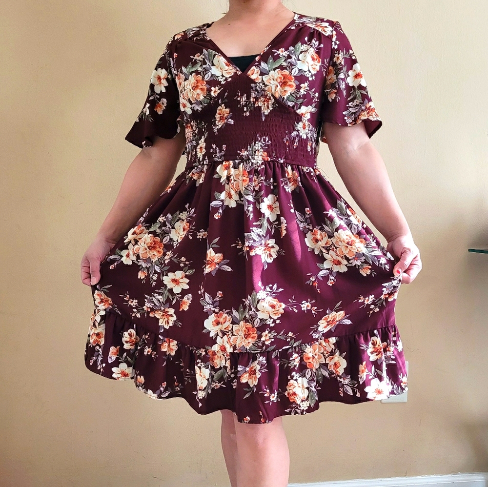 Xhilaration Burgundy Floral Dress! Sz Xs!